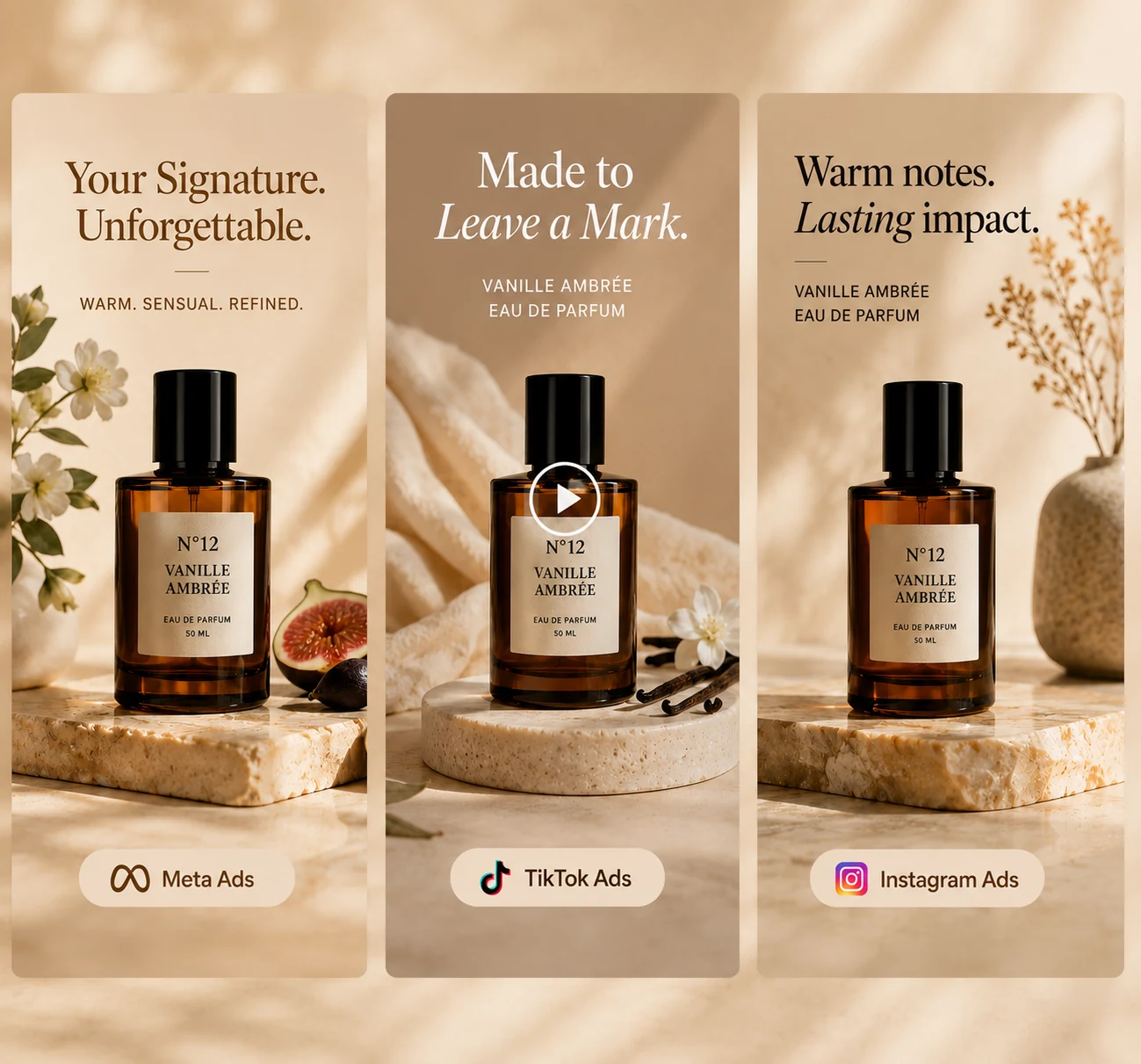 Ad creative testing workflow example for skincare products